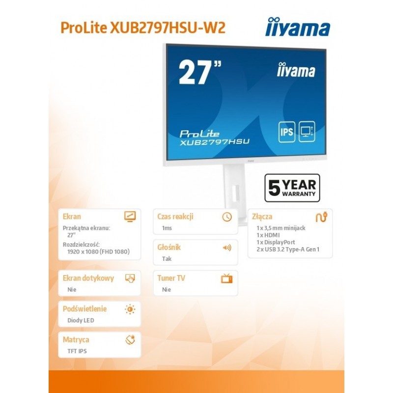 Monitor 27 cali XUB2797HSU-W2 IPS,FHD,HAS,300cd,(5y) Monitor 27 cali XUB2797HSU-W2 IPS,FHD,HAS,300cd,(5y)