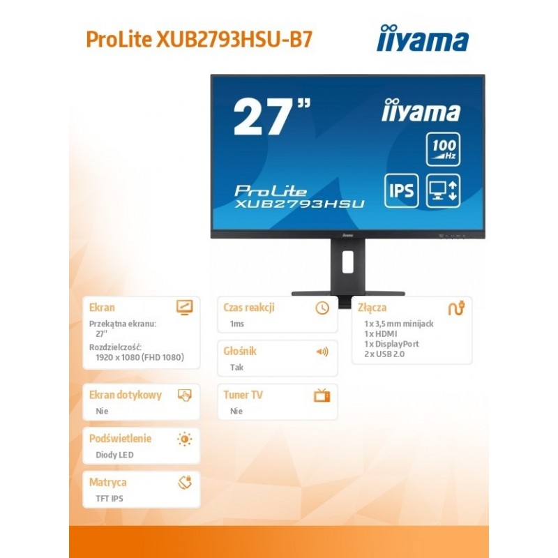 Monitor 27 cali XUB2793HSU-B7,IPS.HDMI.DP.2x2W.USBx2,300cd Monitor 27 cali XUB2793HSU-B7,IPS.HDMI.DP.2x2W.USBx2,300cd