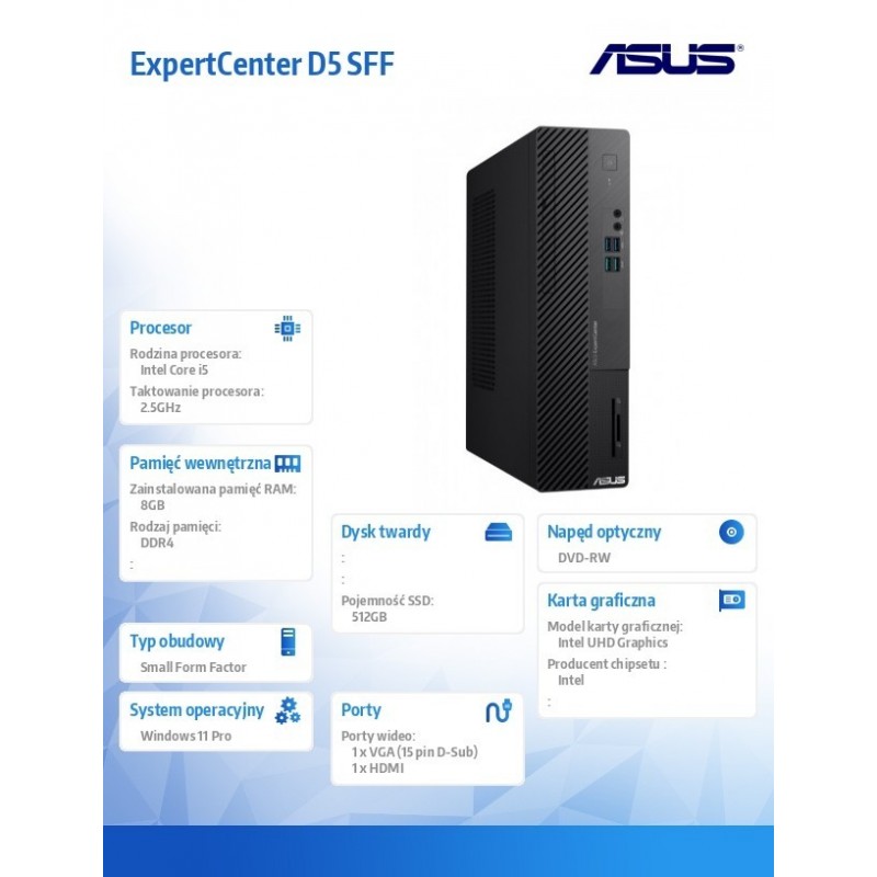 Komputer ExpertCenter D5 D500SE-513500503X i5-13500  8GB/512GB/W11 PRO