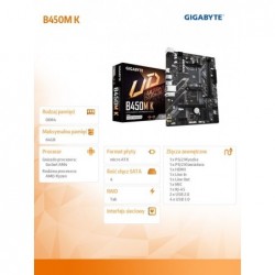 Płyta główna B450M K AM4 2DDR4 HDMI USB 3.2 M.2 uATX Płyta główna B450M K AM4 2DDR4 HDMI USB 3.2 M.2 uATX