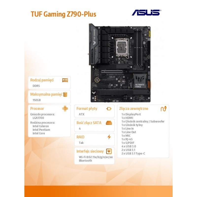 Płyta główna TUF GAMING Z790-Plus WIFI s1700 4DDR5 ATX  Płyta główna TUF GAMING Z790-Plus WIFI s1700 4DDR5 ATX