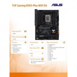 Płyta główna TUF Gaming B760-PLUS WIFI D4 s1700 4DDR4 ATX Płyta główna TUF Gaming B760-PLUS WIFI D4 s1700 4DDR4 ATX