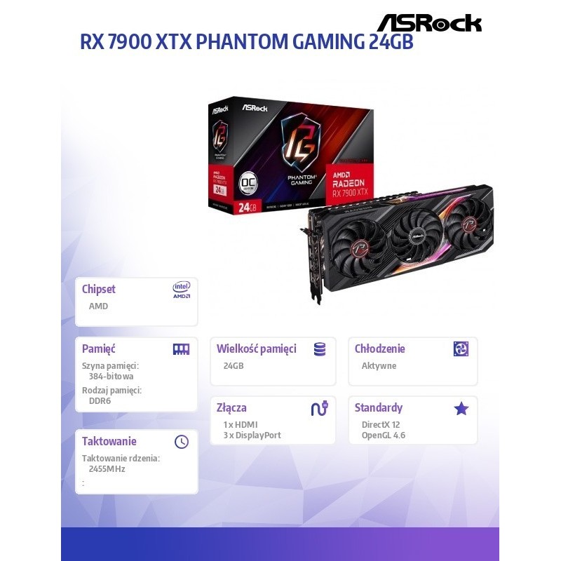 Karta graficzna Radeon RX 7900 XTX PHANTOM GAMING 24GB OC GDDR6 384bit