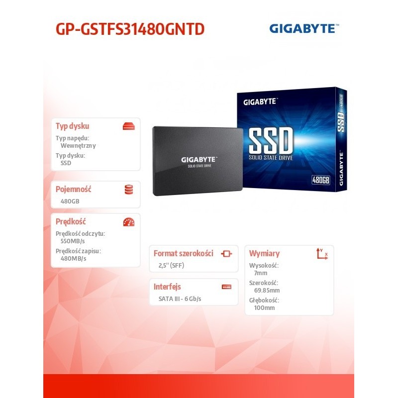 Dysk SSD 480GB 2,5 SATA3 550/480MB/s 7mm Dysk SSD 480GB 2,5 SATA3 550/480MB/s 7mm
