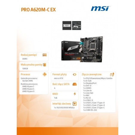Płyta główna PRO A620M-C EX 4711377163644 Płyta główna PRO A620M-C EX 4711377163644