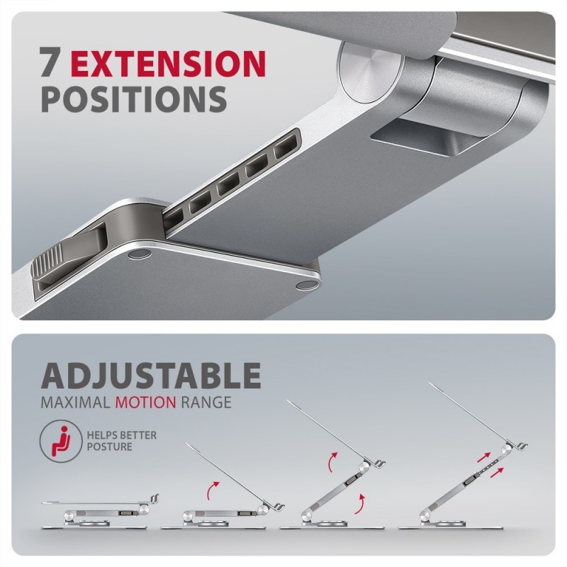 STND-LR Podstawa do laptopów aluminiowa 10-16" regulowane kąty nachylenia, obrót o 360 stopni