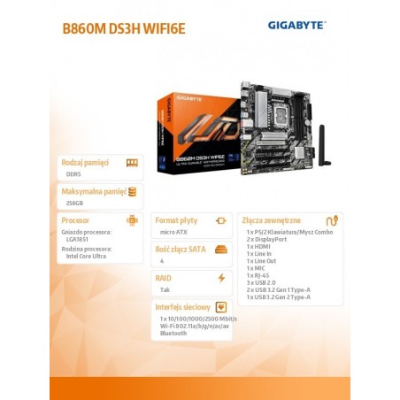 Płyta główna B860M DS3H WIFI6E Płyta główna B860M DS3H WIFI6E