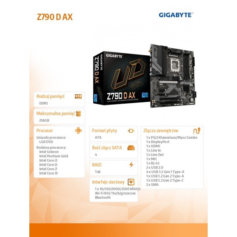 Płyta główna Z790 D AX s1700 4DDR5 HDMI/DP ATX 