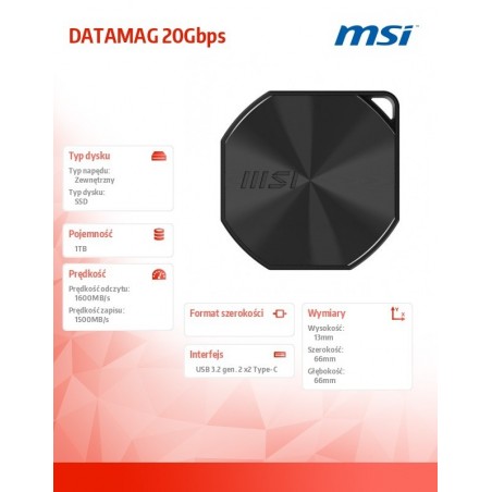 Zewnętrzny dysk SSD DATAMAG 20Gbps 1TB Zewnętrzny dysk SSD DATAMAG 20Gbps 1TB