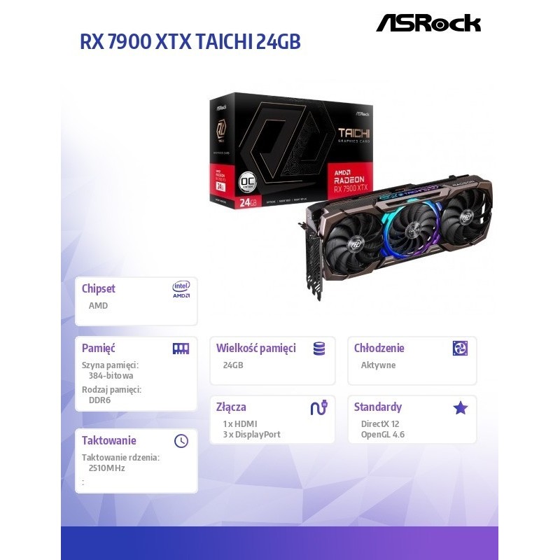 Karta graficzna Radeon RX 7900 XTX TAICHI 24GB OC GDDR6 384bit 3DP/HDMI