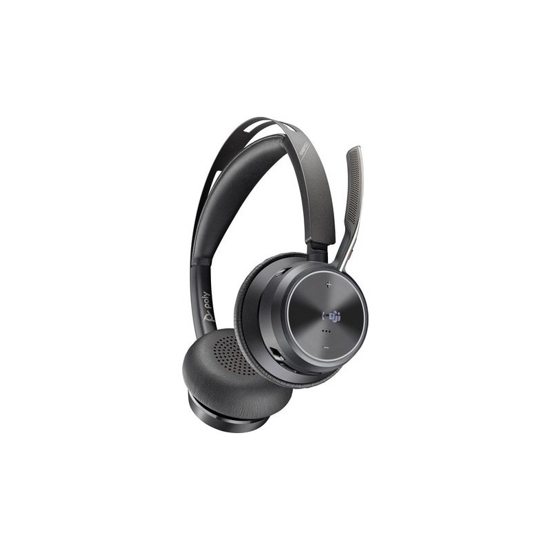 Zestaw słuchawkowy Voyager Focus 2  certyfikatem Microsoft Teams USB-C-C z podstawką ładującą, przejściówka USB-C/A 9T9J6 Zestaw słuchawkowy Voyager Focus 2  certyfikatem Microsoft Teams USB-C-C z podstawką ładującą, przejściówka USB-C/A 9T9J6