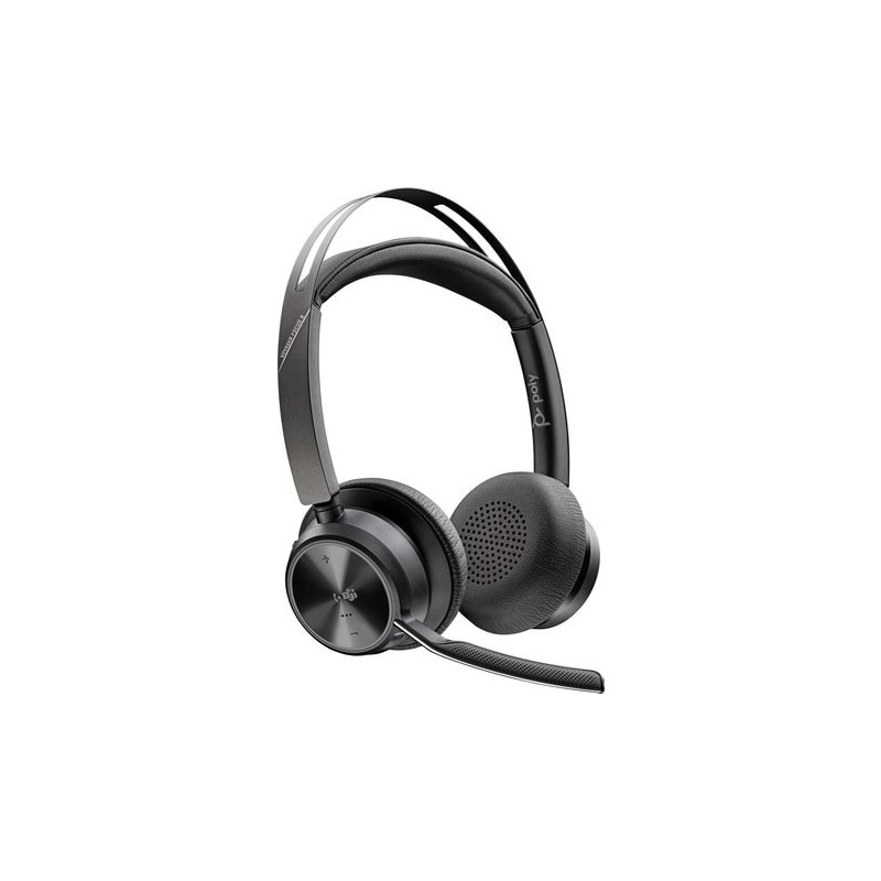 Zestaw słuchawkowy Voyager Focus 2  certyfikatem Microsoft Teams USB-C-C z podstawką ładującą, przejściówka USB-C/A 9T9J6 Zestaw słuchawkowy Voyager Focus 2  certyfikatem Microsoft Teams USB-C-C z podstawką ładującą, przejściówka USB-C/A 9T9J6