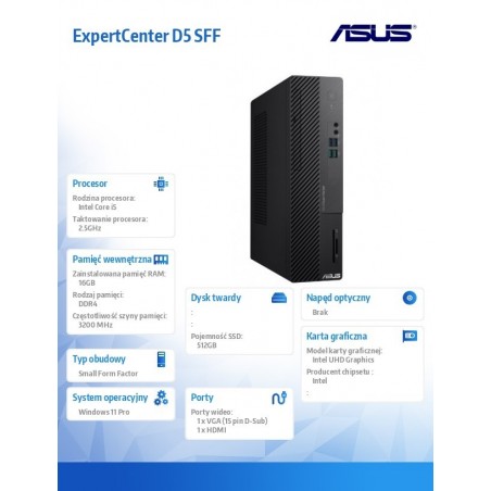 Komputer ExpertCenter D5 SFF D500SE-513500504X i5-13500 16GB/512GB/W11 PRO Komputer ExpertCenter D5 SFF D500SE-513500504X i5-13500 16GB/512GB/W11 PRO