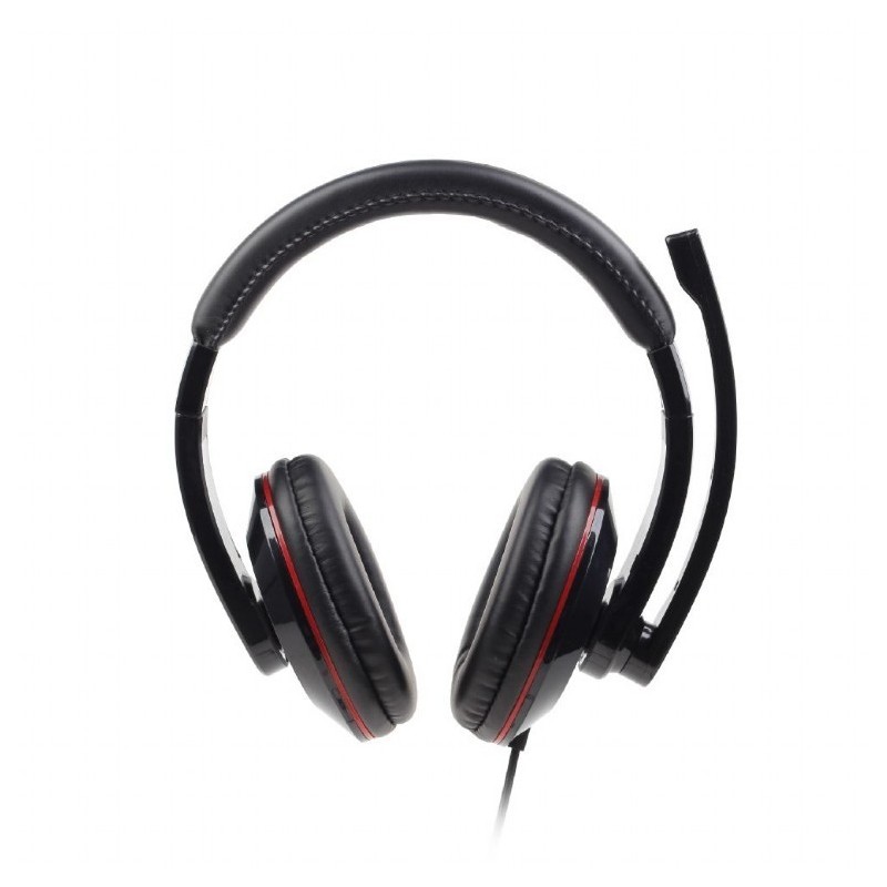 Słuchawki z mikrofonem MHS-U-001 USB czarne  Słuchawki z mikrofonem MHS-U-001 USB czarne