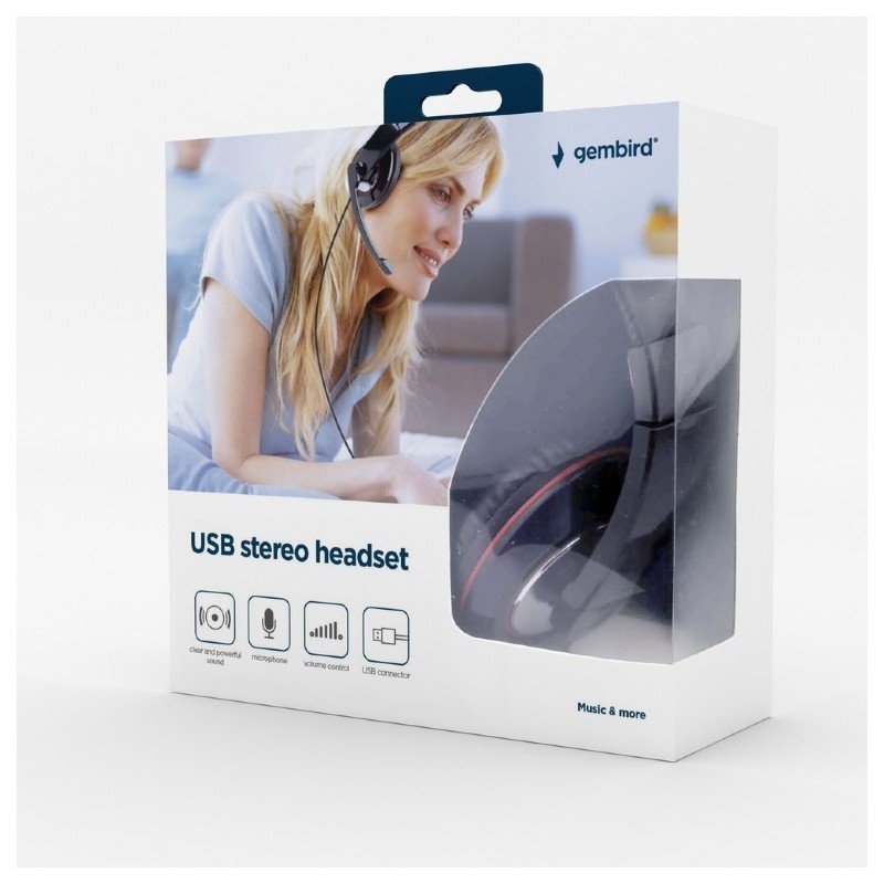 Słuchawki z mikrofonem MHS-U-001 USB czarne  Słuchawki z mikrofonem MHS-U-001 USB czarne
