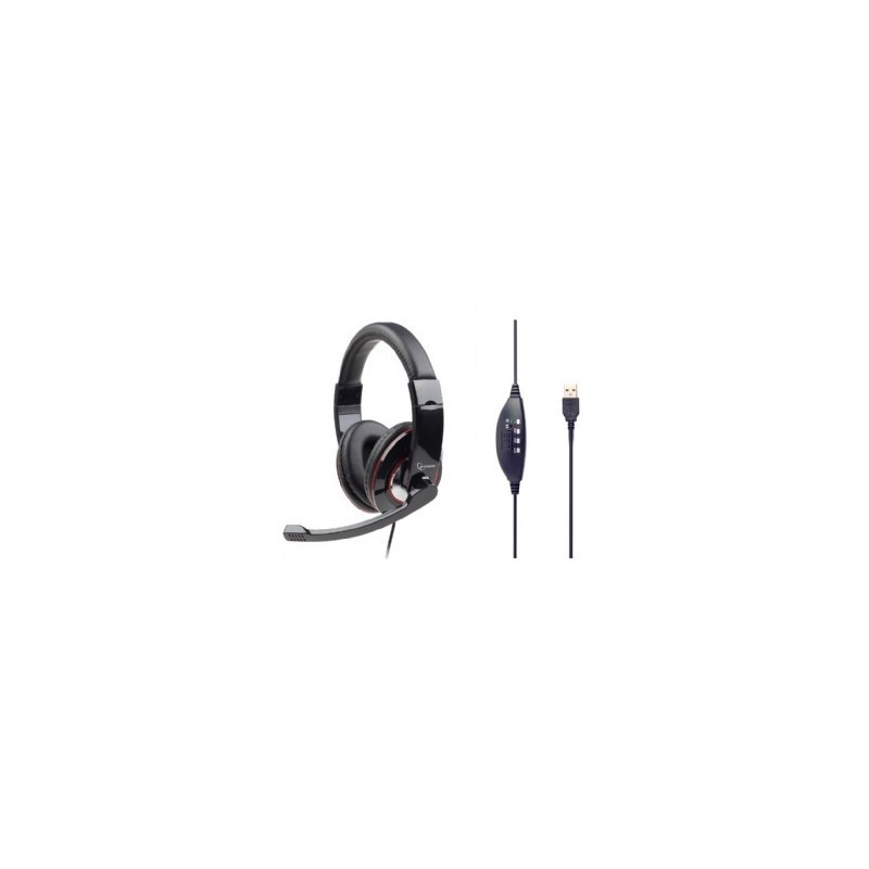 Słuchawki z mikrofonem MHS-U-001 USB czarne  Słuchawki z mikrofonem MHS-U-001 USB czarne