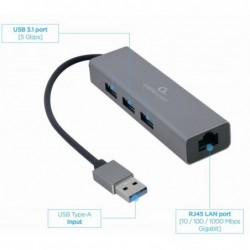 Adapter USB-AM to LAN GbE Hub 3xUSB 3.0 Adapter USB-AM to LAN GbE Hub 3xUSB 3.0