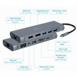 Hub USB-C HDMI DP VGA 4xUSB 3.1 USB-C PD audio card reader GbE Hub USB-C HDMI DP VGA 4xUSB 3.1 USB-C PD audio card reader GbE