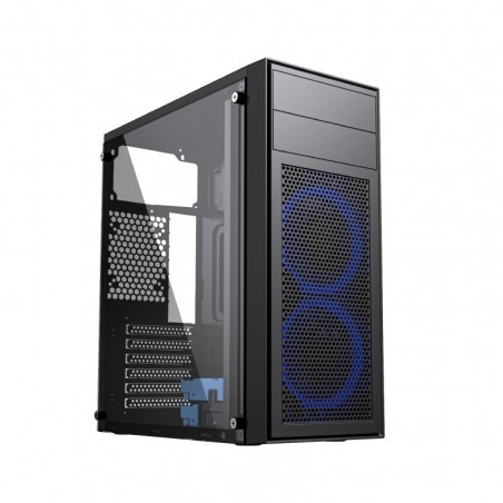 Obudowa Midi Tower Fornax M100B ATX niebiesie wentylatory Czarna 