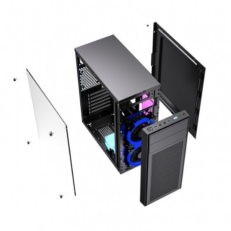 Obudowa Midi Tower Fornax M100B ATX niebiesie wentylatory Czarna Obudowa Midi Tower Fornax M100B ATX niebiesie wentylatory Czarna