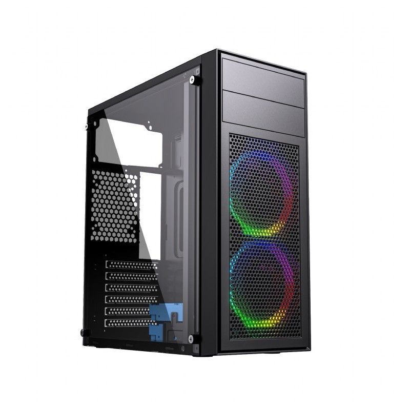 Obudowa Midi Tower Fornax M100RGB ATX wentylatory RGB Czarna 