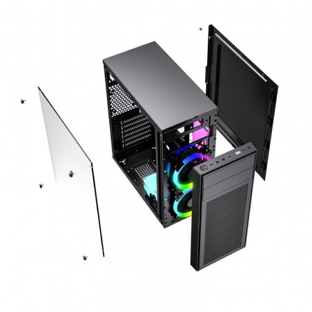 Obudowa Midi Tower Fornax M100RGB ATX wentylatory RGB Czarna Obudowa Midi Tower Fornax M100RGB ATX wentylatory RGB Czarna