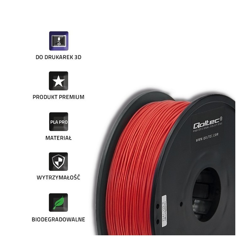 Profesjonalny filament do druku 3D | PLA PRO | 1.75mm | 1kg | Czerwony