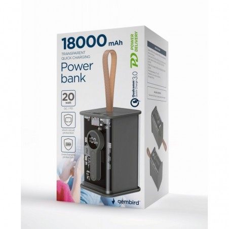 PowerBank Transparentny 18000mAh QC3.0 Czarny PowerBank Transparentny 18000mAh QC3.0 Czarny