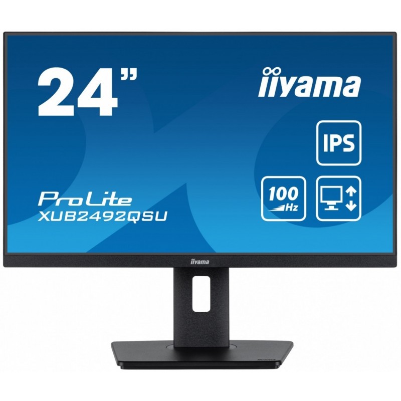 Monitor 23.8 cala ProLite XUB2492QSU-B1 IPS,QHD,USB-C,100Hz,3xUSB(3.2),HDMI,DP  300cd/m2,FreeSync,2x2W,HAS(150mm),PIVOT