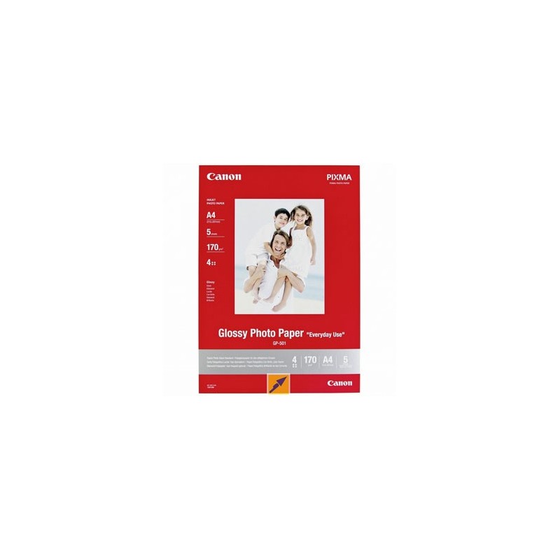 Canon Glossy Photo Paper, GP-501, foto papier, połysk, GP-501 typ 0775B076, biały, 21x29,7cm, A4, 200 g/m2, 5 szt., atrament