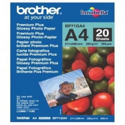 Brother Glossy Photo Paper, BP71GA4, foto papier, połysk, biały, A4, 260 g/m2, 20 szt., atrament