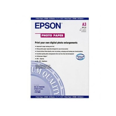 Epson Glossy Photo Paper, C13S041142, foto papier, połysk, biały, Stylus Pro 5000, Photo EX, A3, 194 g/m2, 20 szt., atrament Epson Glossy Photo Paper, C13S041142, foto papier, połysk, biały, Stylus Pro 5000, Photo EX, A3, 194 g/m2, 20 szt., atrament