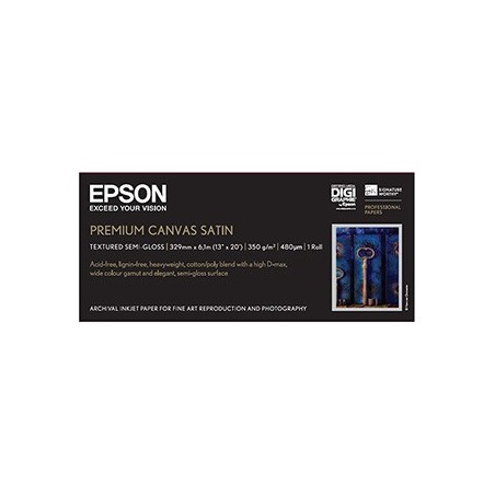 Epson 330/6.1/PremierArtt WaterResistant Canvas Satin Roll, satynowy, 13", C13S041845, 350 g/m2, papier, 330mmx 6.1m, biały, do Epson 330/6.1/PremierArtt WaterResistant Canvas Satin Roll, satynowy, 13", C13S041845, 350 g/m2, papier, 330mmx 6.1m, biały, do