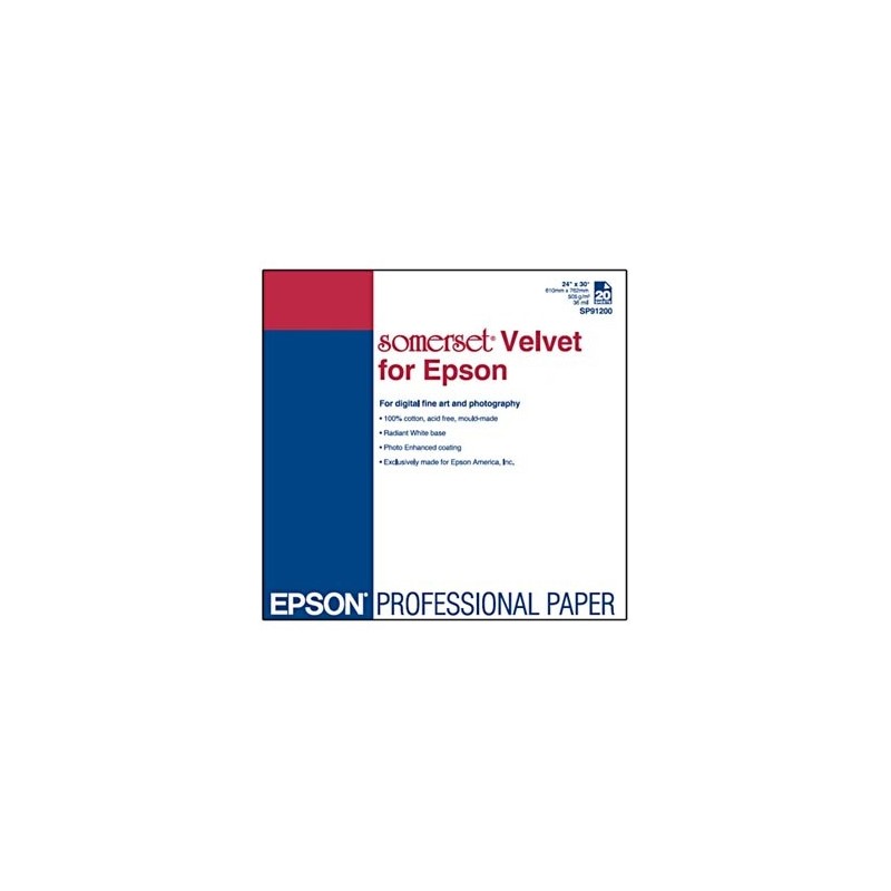 Epson 610/30/Somerset Velvet Fine Art Paper, aksamitny, 24", C13S041699, 505 g/m2, papier, 610mmx30m, biały, do drukarek atrame