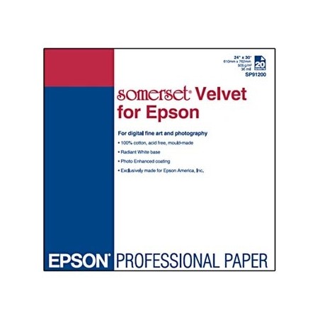 Epson 610/30/Somerset Velvet Fine Art Paper, aksamitny, 24", C13S041699, 505 g/m2, papier, 610mmx30m, biały, do drukarek atrame Epson 610/30/Somerset Velvet Fine Art Paper, aksamitny, 24", C13S041699, 505 g/m2, papier, 610mmx30m, biały, do drukarek atrame