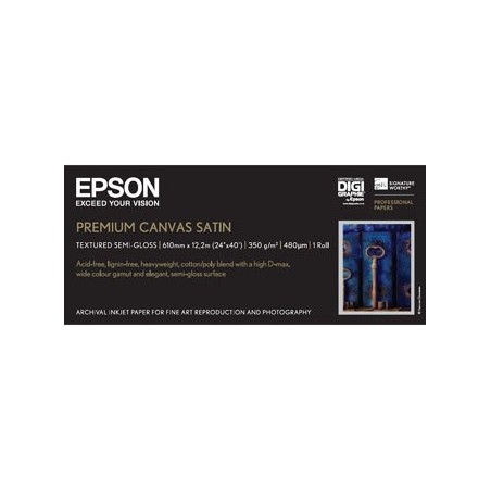 Epson 610/12.2/Paper Roll PremierArt Water Resistant Canvas Roll, wodoodporny, 24", C13S041847, 350 g/m2, papier, 610mmx12.2m, b Epson 610/12.2/Paper Roll PremierArt Water Resistant Canvas Roll, wodoodporny, 24", C13S041847, 350 g/m2, papier, 610mmx12.2m, b