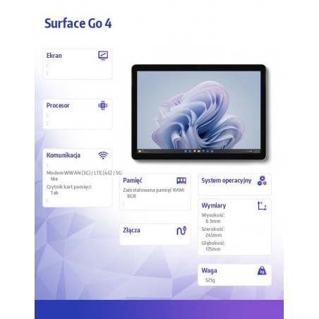 Surface Go 4 N200/8GB/64GB Platinium XGT-00004 Surface Go 4 N200/8GB/64GB Platinium XGT-00004