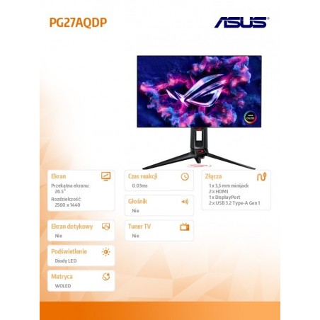 Monitor 27 cali PG27AQDP 2xHDMI+DP+USB Monitor 27 cali PG27AQDP 2xHDMI+DP+USB