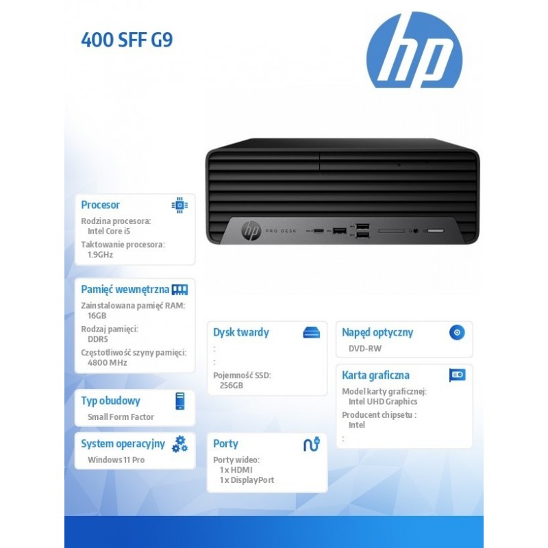Komputer 400SFF G9 i5-14500 256GB/16GB/DVD/W11P  AC8Y4ES 