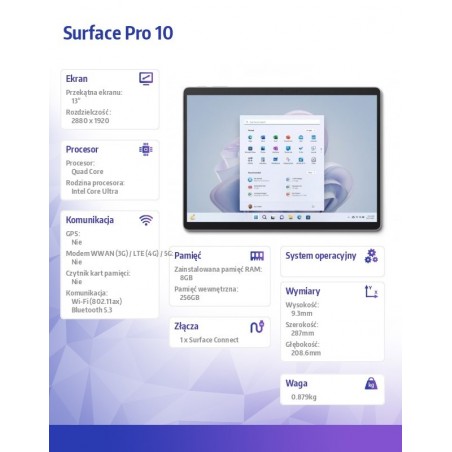 Surface Pro 10 Win11Pro Ultra 5-135H/8GB/256GB/Platinium/ZDR-00004 Surface Pro 10 Win11Pro Ultra 5-135H/8GB/256GB/Platinium/ZDR-00004