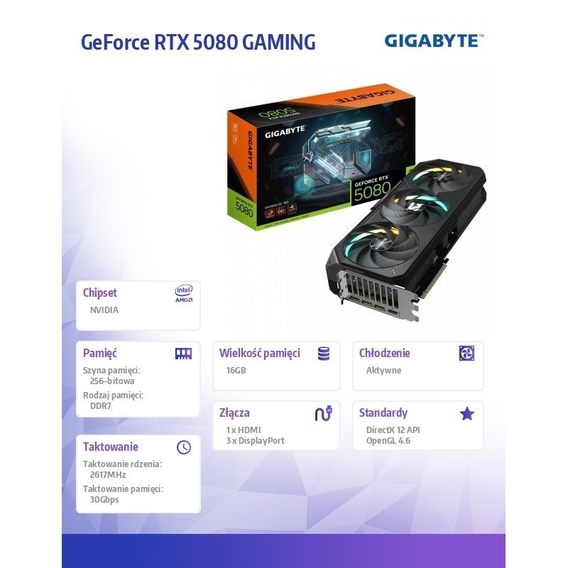 Karta graficzna GV-N5080GAMING OC-16GD GV-N5080GAMING OC-16GD 