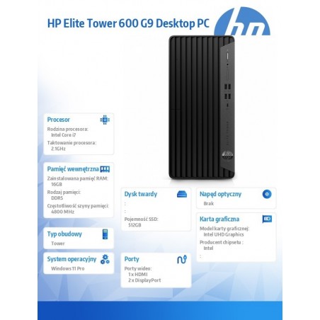 Komputer 600 TWR G9 i7-12700 512GB/16GB/W11P 6U4Q6EA Komputer 600 TWR G9 i7-12700 512GB/16GB/W11P 6U4Q6EA