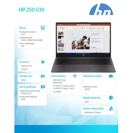 Notebook 250 G10 i5-1334U 512GB/16GB/Win11Home B39RMAT Notebook 250 G10 i5-1334U 512GB/16GB/Win11Home B39RMAT