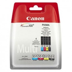 Canon CLI-551 multipack (CMYK) + PP-201 fotopapier 50x, CLI-551/PP-201, foto papier, pojemność 4x7ml typ połysk, 6508B005, bi