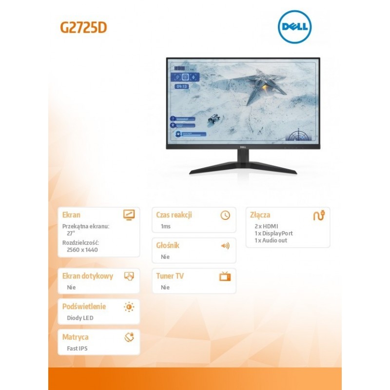 Monitor G2725D 27 cali AMD FreeSync 180Hz Fast IPS LED QHD(2560x1440)/16:9/DP/HDMI/3Y 