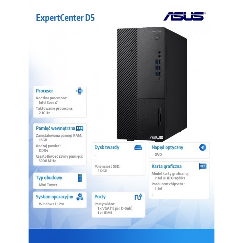 Komputer ExpertCenter D5 D500ME-713700280X - i7-13700 vPro/16GB/512GB/DVD-RW/W11 PRO