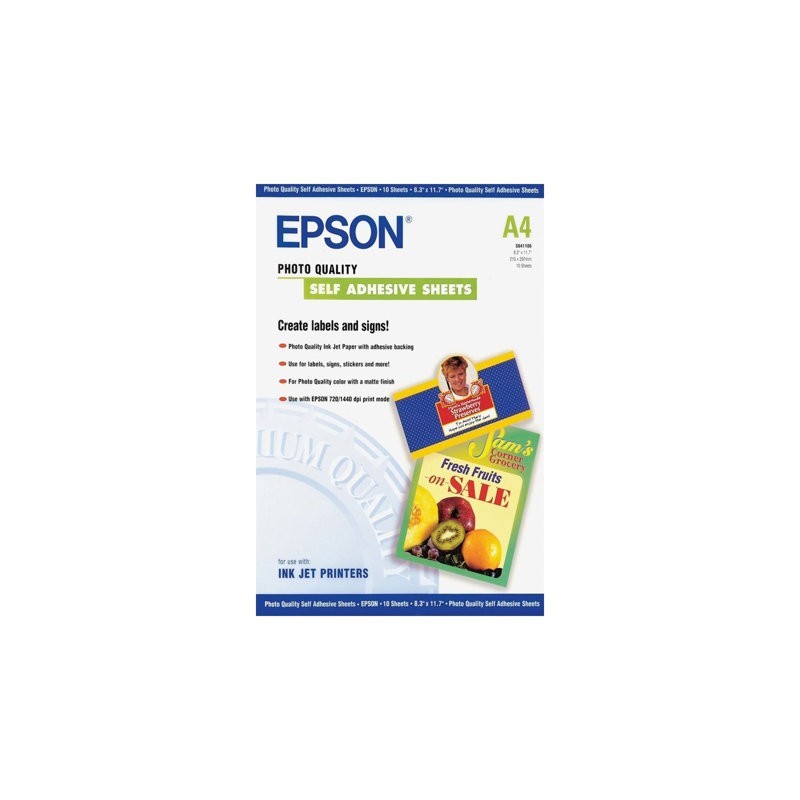EPSON S041106 Self-adhesive photo paper inkjet 167g/m2 A4 10 sheets 1-pack