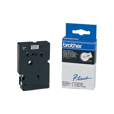 BROTHER P-Touch TC-291 black on white 9mm BROTHER P-Touch TC-291 black on white 9mm