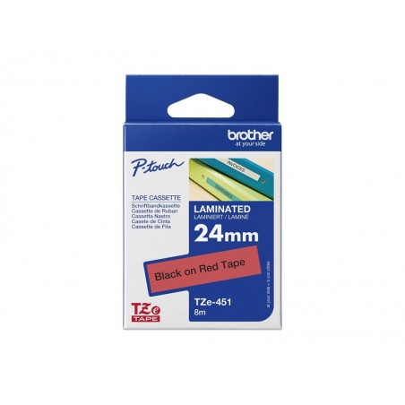 BROTHER TZE451 Taśma Brother 24mm BLACK ON RED BROTHER TZE451 Taśma Brother 24mm BLACK ON RED