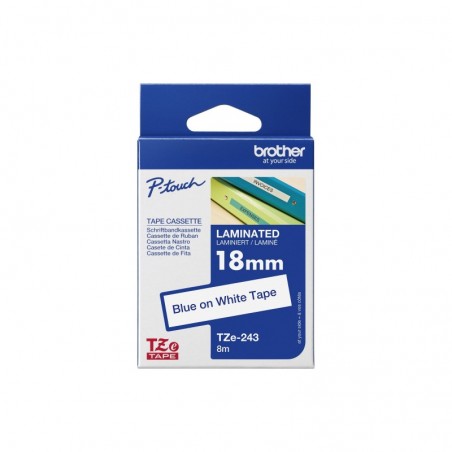 BROTHER TZE243 Taśma Brother 18mm BLUE ON WHITE BROTHER TZE243 Taśma Brother 18mm BLUE ON WHITE